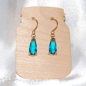 Turquoise Glass Teardrop Pendant Earringd